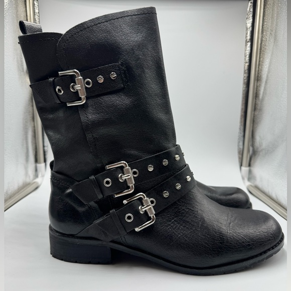 Dolce Vita Leather Moto Boots Black 8.5 - Picture 4 of 6